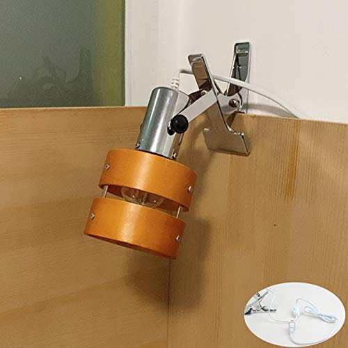 Lampe de table LED à pince - Aspect bois - Éclairage réglable - Lampe de bureau - Culot E14 avec interrupteur - Lampe à pince pour enfant - Veilleuse - Lampe de lecture