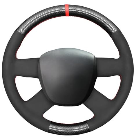 MEWANT Lenkradbezug für Audi A3 / A4 (B8) / A6 (C6) / Q5 / Q7 Lenkradhülle aus Kohlefaser und Suede Lenkradschoner