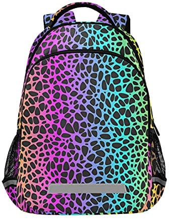 Rucksack mit Regenbogen-Leopardenmuster für Schüler, Jungen, Mädchen, Schultasche, Reise, Tagesrucksack, Muster 1, Einheitsgröße, modisch