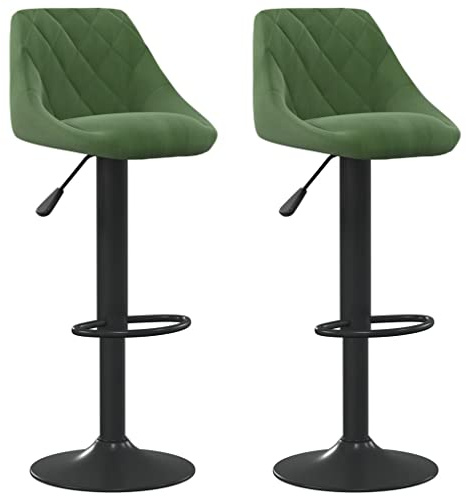 vidaXL 2X Barhocker Drehbar Höhenverstellbar Küchenhocker Barstuhl Bistrohocker Tresenhocker Thekenhocker Tresenstuhl Bar Stuhl Hocker Dunkelgrün Samt
