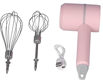 BORDSTRACT Batidora eléctrica con 2 varillas de acero inoxidable, práctica y portátil, palo para huevos extraíble, herramienta perfecta para montar (rosa)