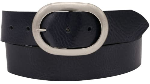 AnnaMatoni Damen Leder Gürtel mit Ovale Schließe Vollrindleder 4cm breit Vollleder ECHT LEDER (TW100 - Blau 490)