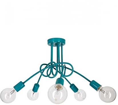 Light-Home Edison Deckenbeleuchtung Lampen Deckenlampen - Deckenlampe Industrial für Wohnzimmer Schlafzimmer und Esszimmer aus Metall - Pendelleuchte 5-Flammig - Türkis