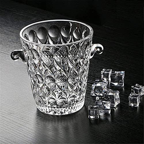 WANGFENG Ice Bucket,Ice Bucket with Lid and Ice Tongs,Wine Set Crystal Glass Ice Bucket Creative Carving Champagne Bar Ktv
