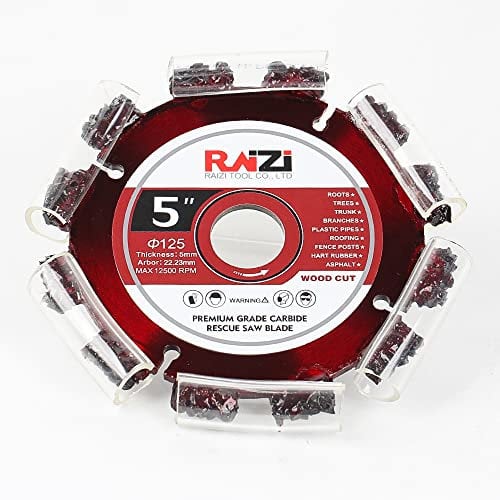 Raizi 125mm Profi Hartmetall Gehärtete Trennscheibe WoodCut für Wurzeln Plastikrohre Dachbahnen Zaunpfahle Hartgummi Asphalt