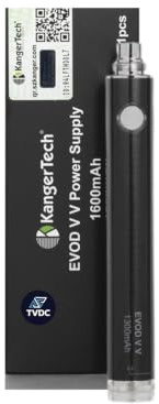 TVDC Kanger Evod VV 1300 Battery | Variable Voltage Battery | Quickly and Strongly Vapour | Atomizer Protection & Over Discharge Protection | 2ml Cartridge No Nicotine (Pack of 1, Black)