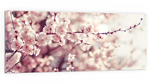 DEQORI Küchenrückwand Glas | Motiv Kirschblütenzweige | 125x50 cm | Bad- oder Herd-Rückwand | Herdblende Spritzschutz für Küche & Badezimmer | Moderne Deko für Fliesenspiegel