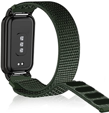 SeNool Nylon Armband für Xiaomi Smart Band 8 Active/Redmi Band 2, Weiches Sport Ersatzarmband Klettarmband Uhrenarmband - Grün