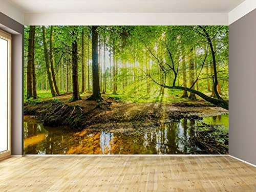Papier Peint Panoramique Paysage De La Forêt Ensoleillée 3D Poster Mural pour Salon Chambre Décoration Murale