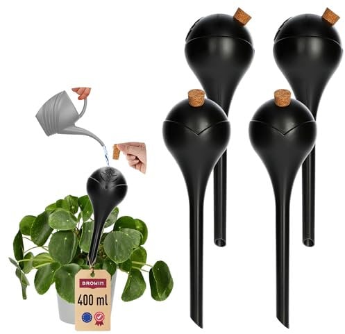 Bolas de riego para plantas negras mate con tapón de 400 ml 4 unidades
