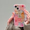 ZCDAYE Case for iPhone 11, Soft TPU Colorful Retro Painting Glossy Flower Pattern Cute Curly Wave Frame Laser Floral Phone Case Cover for Women Girly, Pink