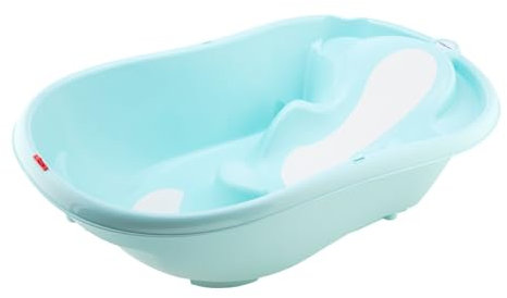 baby-walz Badewanne Deluxe aqua blue - ergonomisch geformt - Anti-Rutsch-Sitzfläche - mit Temperatur und Wasserstandanzeige - ab Geburt geeignet - Made in Italy