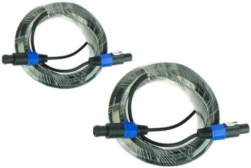 Paccs 2 x 20 m Lautsprecherkabel, Speakon Stecker 4 pol, PA Boxenkabel 2 x 1.5mm²