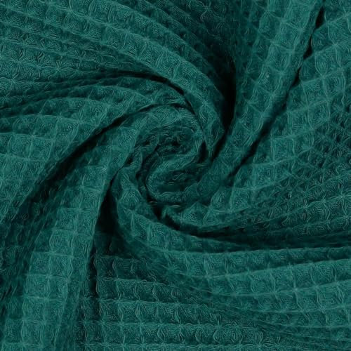 VmG-Store 1m Waffelpique 100% Baumwolle Oeko-Tex KEINE Meterware über 40 Farben zur Auswahl Waffel Stoff (030 I Petrol)