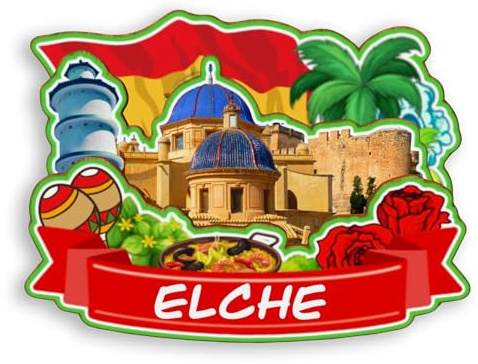 Quwsne Kühlschrankmagnet Elche Spanien Kühlschrankmagnet Stadt Reise Souvenirs Touristengeschenke 3D klassische Sehenswürdigkeiten handgefertigt Handwerk Heimdekoration Dekorative Magnete -1567