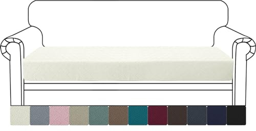 YSTELLAA Stretch Sitzkissenbezug, Sofa Sitzkissenbezug rutschfest, Elastischer Sofa Sitzkissenbezüge, Universal Sitzkissen Bezug Wohnzimmer, Sofaschoner, 3 Sitzer, Beige