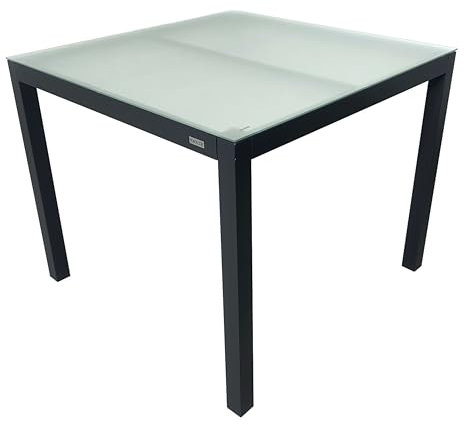 Mesa Exterior Fija Mallorca De Cristal Jardín Terraza Color Blanco 90x90 cm