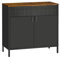 HOMSTEEL Metal Storage Cabinet, Buffet Sideboard Cabinet, Accent Cabinet with Adjustable Shelves, Sideboard Cabinet with Steel Frame, for Living Room, Dining Room, Entryway, Rustic Brown and Black