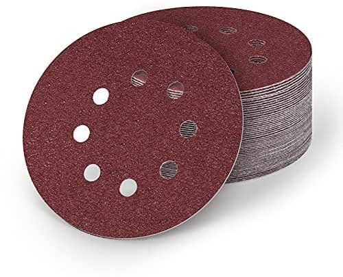 125mm Sanding Discs 40/80/120/240 Grit Sandpaper Sheet, 5 Inch 8 Holes Hook and Loop Sanding Pads 60pcs Sander Disc for Random Orbital Sander