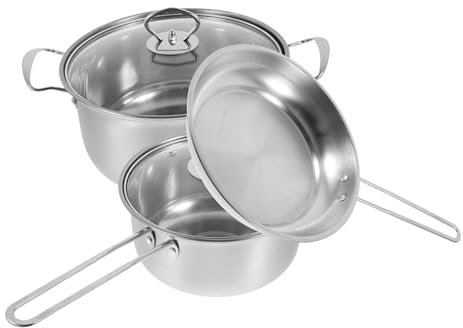 Alipis Ollas y Cacerolas De Acero Inoxidable Resistente La Corrosión Con Fondo Grueso Para Calentamiento Rápido Set De Cocina Para Inducción y Uso Diario Hogar