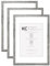 Koby Crafts Pack of 3 Grey Wood Effect Picture Frames for A4 or A3 Images | 3 Pack A3 Wooden Photo Frames | Hang Portrait/Landscape | A3 Posters Certificates with A4 Image Mount