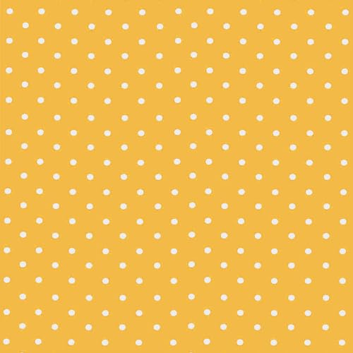 QPC Direct Ochre Yellow Polka Dot PVC Oilcloth Table Cover Vinyl Tablecloth 140 x 140cm Square