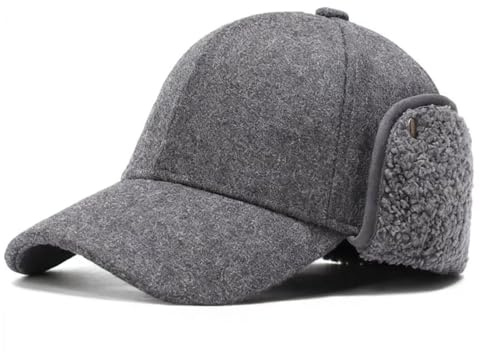 JA DENGIOR Basecap Herren Winter mit Ausklappbarem Ohrenschutz,Wintermütze Unisex Baseballmütze,Wintercap Herrencap Herbst/Winter Weichem Innenfutter Schirmmütze Outdoor Cap Herren