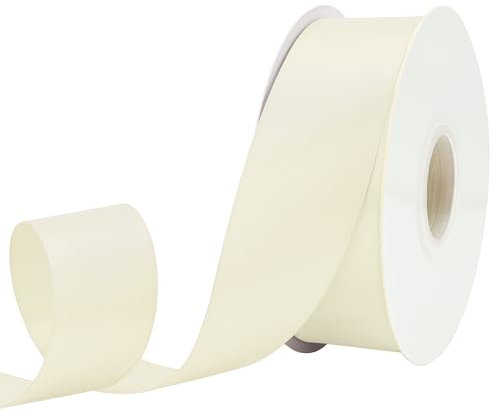 GTYBOVA Satinband 40mm X 45m Elfenbein Schleifenband Dekoband Bänder zum Basteln Stoffbänder für Hochzeit Taufe Und Geburtstagsgeschenk