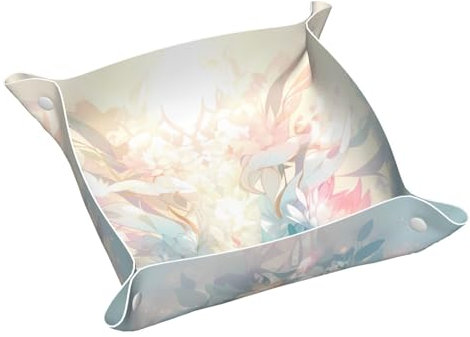 Bandeja de tocador, bandeja de piel de PVC para viajes, organizador de viaje pequeño para llaves, carteras, relojes, monedas (patrón indistinto)