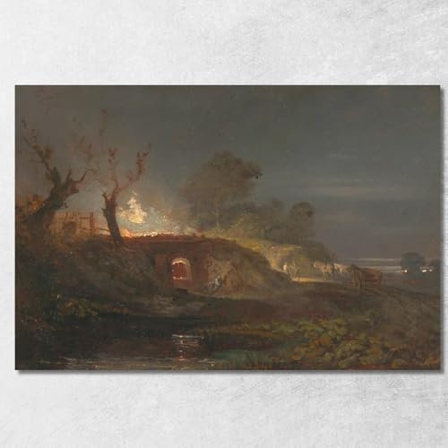 Joseph Mallord William Turner Jwt69 Kalkofen in Coalbrookdale Joseph Mallord William Turner, Druck auf Leinwand, Fine Art, gerahmt, fertig zum Aufhängen, hochwertig, 40 x 30 cm