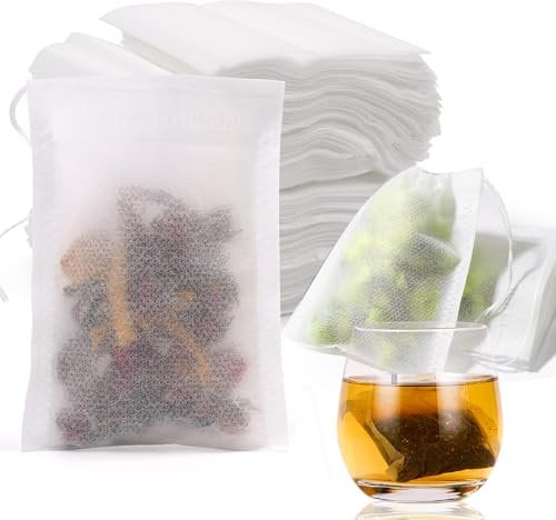 Lot de 400 Sachets à Thé Jetables avec Cordon de Serrage, Sachets de Thé pour Thé en vrac 7×9 cm, Sachet de Thé Réutilisable, pour Thé En Vrac, Café, Thé de Fleurs, Herbes, Epices, Lavande