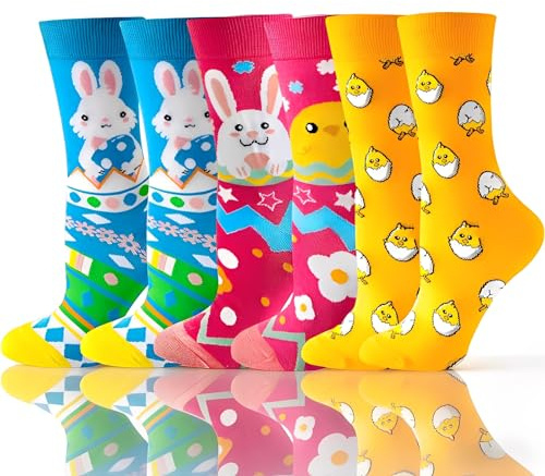 Scinzene 3 Paar Ostersocken Damen Herren – Socken Ostern Aus 100% Baumwolle, Lustige Ostern Socken Eu 36–43 Für Oster Geschenke & Ostergeschenke Erwachsene