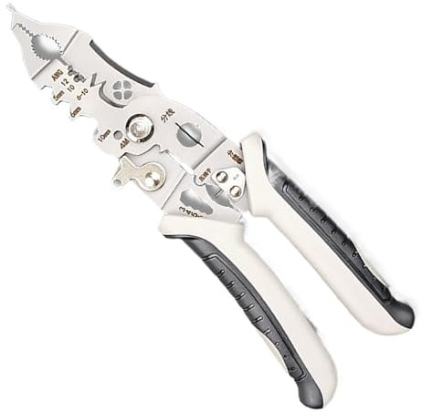 Wire Stripper Pliers, Foldable Cable Cutter Tool, Comfortable Grip Wire Stripping Pliers for Construction, Home Maintenance, Circuit Installation, Chrome and Stainless Steel