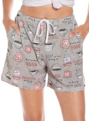 MIA LUCCE Pyjama Short Femme Coton Bas de Pyjama Femme Été Décontracté Léger Short de Nuit Court Pantalon avec Élastique Poches Latérales S-XXXL