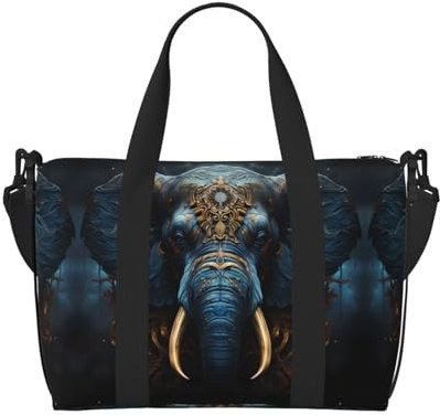 Phayah Eerie Elephant Reisetasche, Wochenendtasche, Übernachtung, Fitnessstudio, Tragetasche für Damen und Mädchen, Schultertasche, Workout, wasserabweisend, Schwarz, Einheitsgröße, Schwarz, One Size