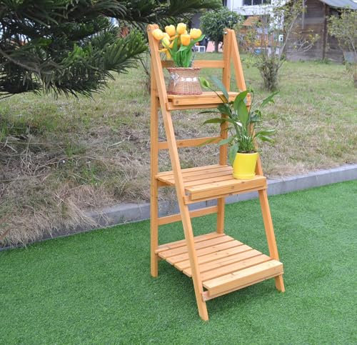 Mucola Pflanzentreppe 3 Ebenen Blumenregal Holz Blumentreppe 43x44x109 cm Blumenbank Leiterregal Pflanzenregal