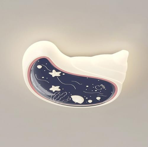 PAZWAHF Plafonnier Semi-encastré LED inspiré du Coquillage, gradable avec télécommande, IRC≥97, Base en métal et Abat-Jour en PE, éclairage de crèche économe en énergie
