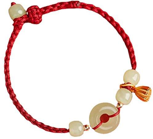 Feng Shui Pulsera de cuerda hecha a mano Pulsera hetiana Hetiana Armonía Hebilla Encanto Gold Pulsero de loto Pulsero Ajustable Buena suerte Amuleta Amuleta Mujeres Regalo, Lotus Colgante Verde
