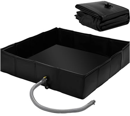 Base de Douche Portable, 104x104x25cm Réservoir de Douche Pliable de Camping avec Tuyau d’évacuation, Bac de Douchen Portable pour Tente, Auvent pour Camping Intérieur et Extérieur