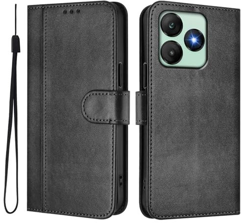Custodia per Wiko T20 Flip Cover Caso Retro in PU Pelle Portafoglio Custodia Carta Fessura Supporto Chiusura Magnetica Cover per Wiko T20, Nero