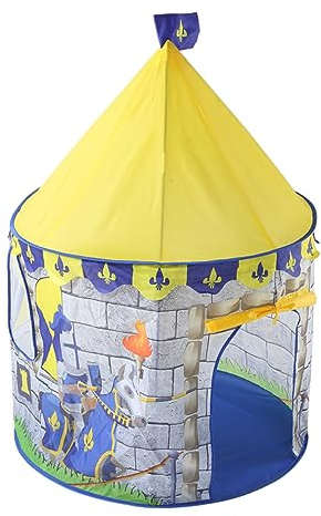VICASKY Kinderzelt Ritterburg Muster Wasserabweisendes Spielzelt Für Mädchen Und Jungen Tragbares Spielhaus Für Indoor Outdoor Einfach Aufzubauen Robustes Material Gelb
