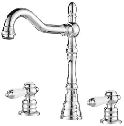 FQYEP Robinet 3 Trous Lavabo Placage À Double Poignée Robinet Lavabo Salle de Bain Rétro Pivotant À 360°