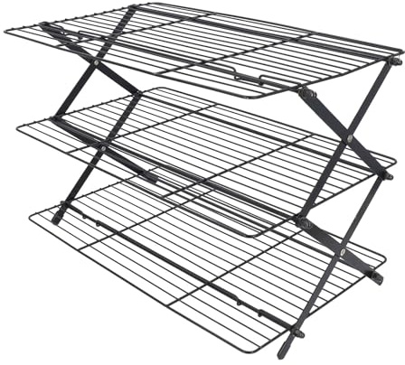 HELEVIA Backkühlgitter, Faltbares Rechteckiges Eisen-Koch-Backkühlgitter, Mehrschichtiges Design Fördert die Luftzirkulation, für Kuchen, Kekse und Kekse