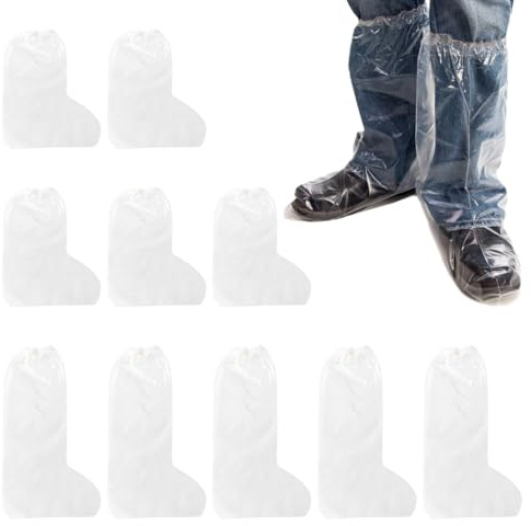 10 Paires Couvre Chaussure Impermeable, Surchaussures Jetables Transparent | 5 Paires Longues et 5 Paires Transparent Courtes Surchaussures Imperméables, Couvre Chaussures Étanches pour Hommes Femmes