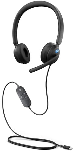 SIMPLETEK - Cuffie cablate USB-C con microfono, Compatibile con Microsoft Teams, design on-ear, colore nero