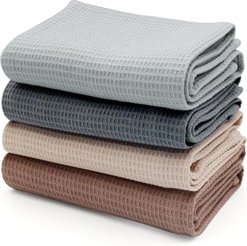 Gebrazy Geschirrtücher Baumwolle in 45x65cm, Küchentücher 4 Stück, Waffelpique Stoff, Geschirrhandtücher Saugfähig, Trockentücher für Küche und Abwasch