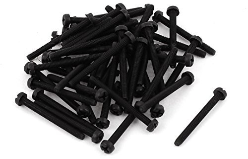 Aexit M3 x 30 mm Nylon Phillips Cross Pan Head machine à vis Noir 50 pcs 329G581