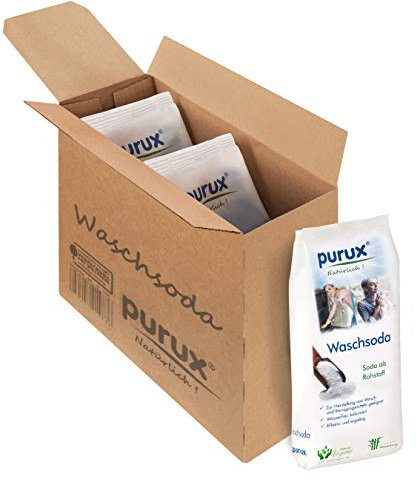 purux Waschsoda Pulver 3kg Natriumcarbonat nachhaltig verpackt mit Gratis Clipko