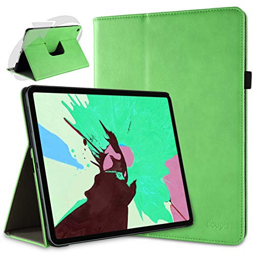doupi Deluxe Protección Funda para iPad Pro 12,9 Pulgadas (2018), Smart Sleep/Wake Up función 360 Grados giratoria del Caso del Soporte Bolsa, Verde