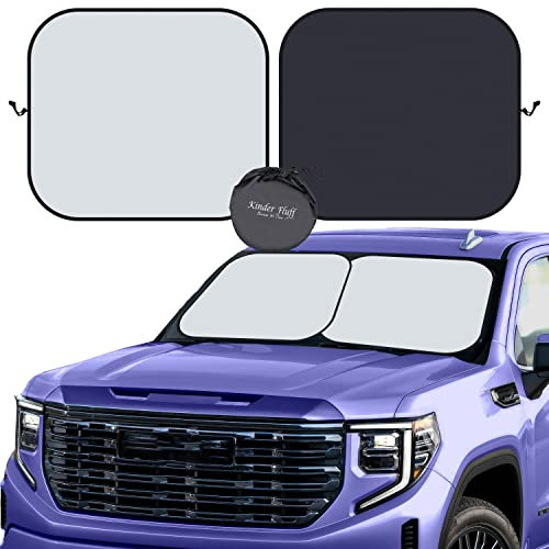 Kinder Fluff Protector Delantero para Parabrisas - El único Certificado Que bloquea el 99,87% RUV - Accesorios Interior Reflectante - 2pcs (X-Grande)